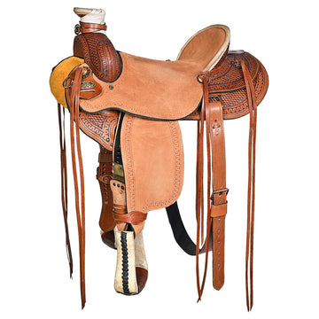 Western Horse Basketweave Saddle American Leather Wade Ranch Roping Brown Hilason